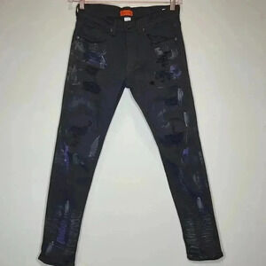 Bleeker and Mercer Black Painted Denim Jeans